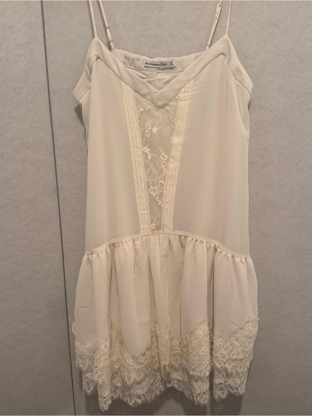 Abercrombie & Fitch Cream Lace-Trim Dress